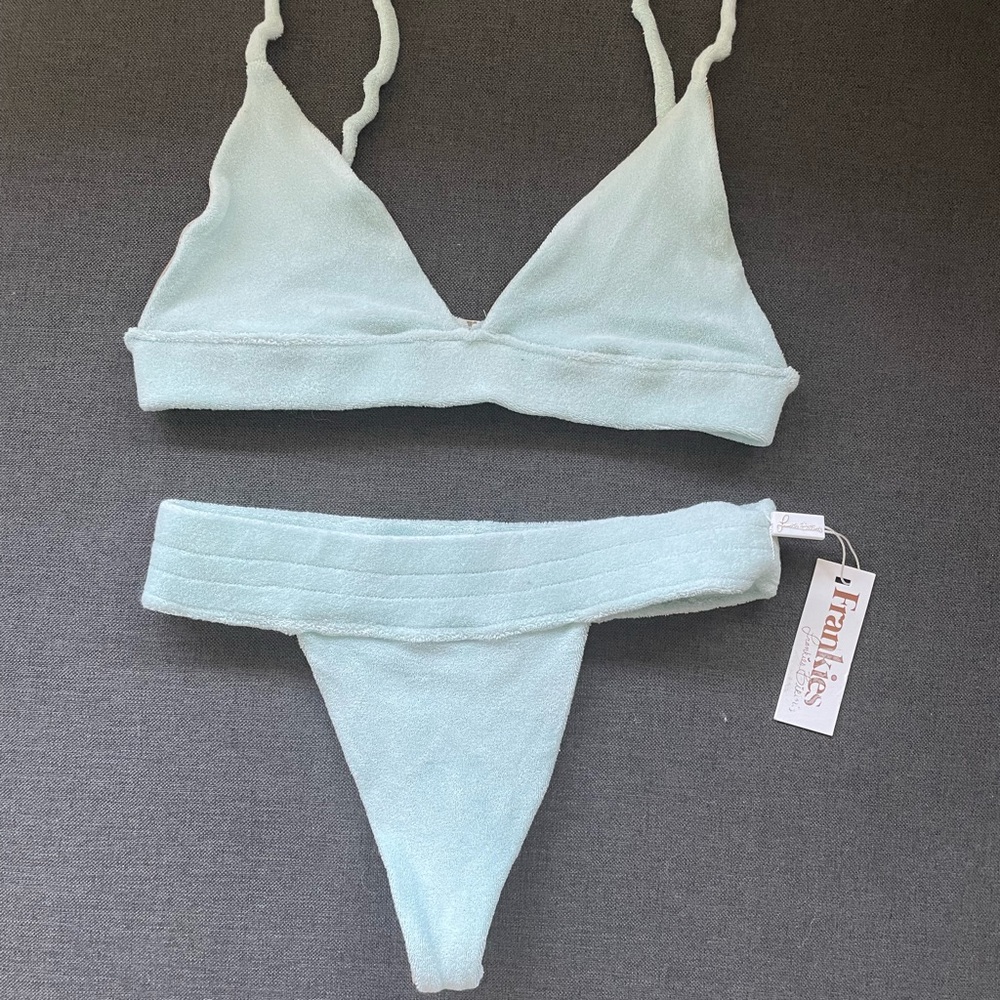 Frankie's Bikinis Light Mint Terry Triangle Top & High-Cut Bottom